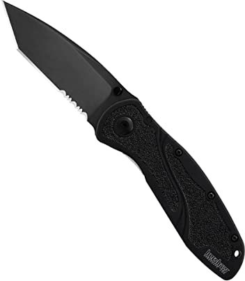Kershaw K.O. Tactical Blur, Black Handle, Black Tanto Blade, ComboEd