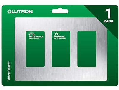 Lutron Claro Stainless Steel Light Switch Cover Plate, 3-Gang Screwless Wall Plate for Rocker Light Switches, Outlet Cover, Gloss CW-3-SS