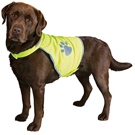 TRIXIE Warnweste für Hunde M neongelb – Sicherheitsweste mit reflektierenden Elementen für mehr Sicherheit im Dunkeln – verstellbar & pflegeleicht mit Klettverschluss - 30082