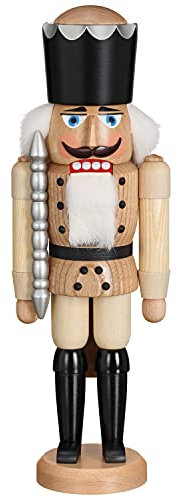 Seiffener Volkskunst | Nussknacker aus dem Erzgebirge | König mit Zepter 39 cm | Nussknackerfigur Deko Figur | Original Erzgebirgische Volkskunst | 11201/8 | Natur