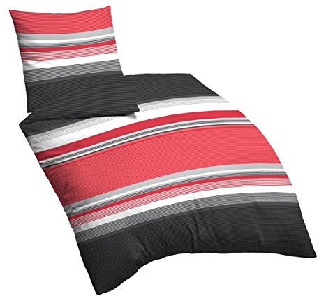 Traumhaft Schlafen - Castell - Markenbettwäsche 0060647 Bettwäsche Garnitur mit Kopfkissenbezug Linon 1x 135x200 cm + 1x 80x80 cm rubin