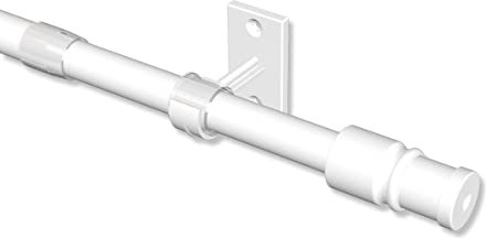 Interdeco Cafehausstange/ausziehbare Scheiben-Gardinenstangen Weiß in 12 mm Ø, 135-225 cm