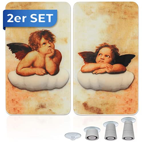 Maximex Abdeckpl. Univ. 2er ENGEL - Schlagfeste Kochplattenabdeckung aus gehärtetem Glas, Gehärtetes Glas, 30 x 1.8-5.5 x 52 cm, Mehrfarbig