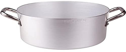 Ollas Agnelli Cazuela Alta de Aluminio, con 2 Asas en Acero Inoxidable, Plata, 8,5 litros