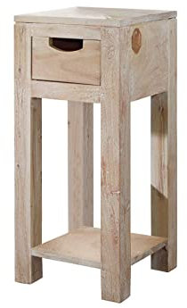 Akazie massiv Möbel Holz Beistelltisch Massivmöbel Nature White #31 getüncht