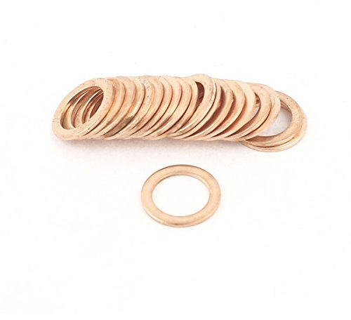 sourcing map 20 Stk 10 mm x 14 mm x 1 mm Kupfer Unterlegscheibe Dichtung Distanz Siegel Mont
