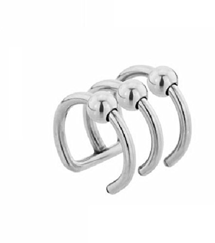 eeddoo Helix-Piercing Ohrklemme 3 reihig BCR Silber Edelstahl 1,2 x 8 x 9mm