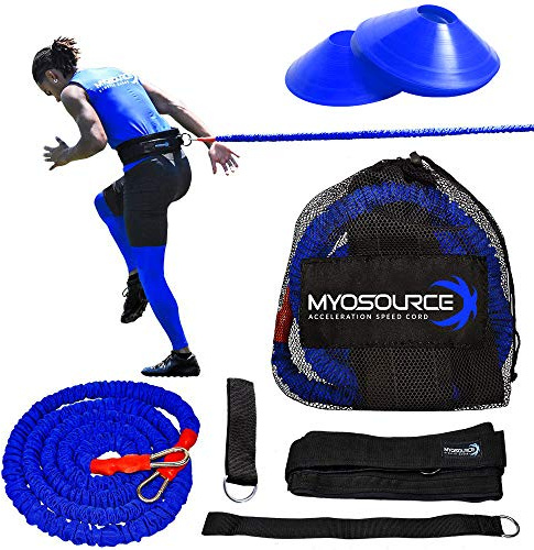 Acceleration Speed Cord Bungee Multi-Sport Resistance Training Kit - Improve Strength, Power, Agility, Vertical Jumping, Sprint Speed – 3 Waist Belt Sizes (S, M, L) Available - Kinetic Bands