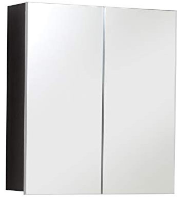 trendteam smart living Sardegna Armoire Murale de Miroir de Salle de Bains avec Espace de Rangement, Line, 60 x 67 x 18 cm, Blanc Brilliant/Argent fumee