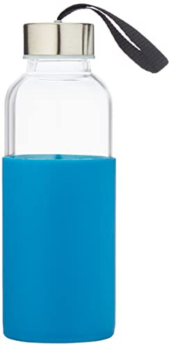 Botella de Cristal Nerthus Bottles con Funda de Silicona Color Azul y 400 ml