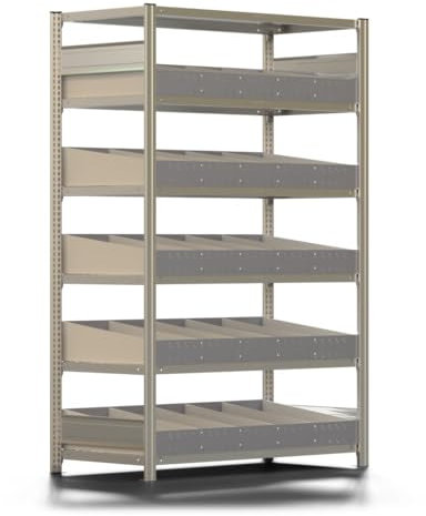 REGALWERK Kleinteileregal Eisenwarenregal mit 5 x Schüttgut Ebene und 1 x Fachboden, 2.000 x 1.341 x 626 mm (HxBxT), Grundregal erweiterbar Steckregal BERT