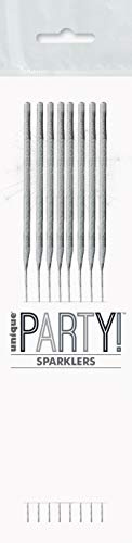 Silver Glitz Birthday Sparklers (17cm) - Dazzling & Vibrant Celebration Igniters - Perfect for Birthdays & Special Occasions - 8ct
