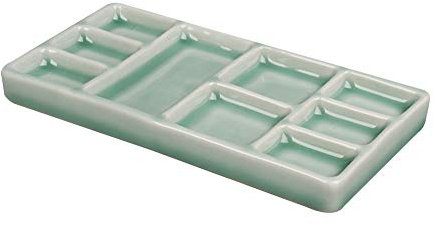 Trycooling Keramik-Malpalette mit 9 Mulden, rechteckig, Aquarell-Maltablett für Aquarell-, Gouache-Acryl- und Ölgemälde