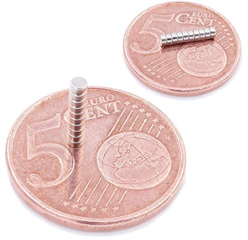 Brudazon | 30 Mini Scheiben-Magnete 2x1mm | N52 stärkste Stufe - Neodym-Magnete ultrastark | Power-Magnet für Modellbau, Foto, Whiteboard, Pinnwand, Kühlschrank, Basteln | Magnetscheibe extra stark