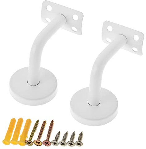 MroMax 6 cm Schaft, Edelstahl, Wandhandlauf, Geländer, Halterung, Weiß, 2 Stück