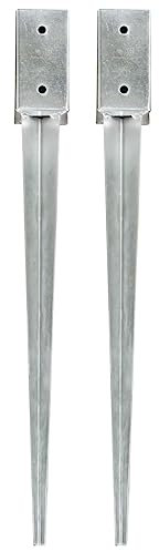 vidaXL 2x Erdspieß Bodenanker Bodenhülse Einschlagbodenhülse Einschlaghülse Erdanker Pfostenträger Silbern 7x7x75cm Verzinkter Stahl