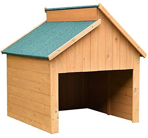 Melko Abri de jardin en bois pour robot tondeuse, 85 x 85 x 82,5 cm, offre une protection contre la chaleur, les rayons UV et la pluie, vert