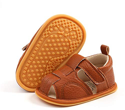 RVROVIC Baby Jungen Mädchen Sandalen Weiche Sohle Sommer Säugling Krippe Schuhe Leicht Kleinkind Prewalker Outdoor Walking Schuhe, 2-Braun, 12-18 Monate
