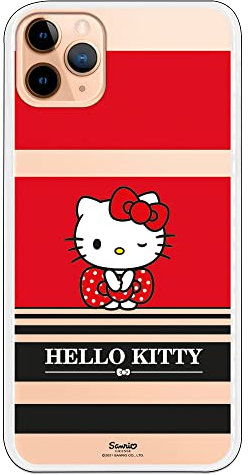 Personalaizer Schutzhülle für iPhone 11 Pro Max - Hello Kitty, rote und Schwarze Streifen
