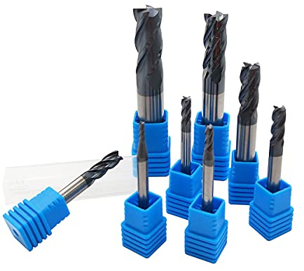 8pcs 2-12mm CNC Square Nose End Mills,Carbide Tungsten Steel 4 Fultes Milling Cutter, Router Bits Rotary Bits Tool Straight Shank 2-12mm