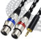 Mugteeve Dual XLR Female to 3.5mm 1/8 Stereo Mic Cable, 2 XLR Y Splitter Cord to 1/8 Inch Mini Headphone Jack TRS Adapter,OFC Shield, for Mixer and PC Connection, Livestream, Broadcast-3.3Feet