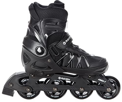 RAVEN Expert Inline Skates Inliner für Kinder und Erwachsene verstellbar (Black, 37-40 (23,5-26cm))