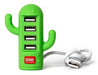 Legami - Mini Hub USB a 4 Porte, Cactus Usb Hub, 6x7,3 cm, Compatibile con USB 1.0/1.1/2.0, Windows 2000/XP/7/8/10, MacOS da 8,5 in poi, Linux Kernel da 2,4 in poi, Sincronizzazione dei dati