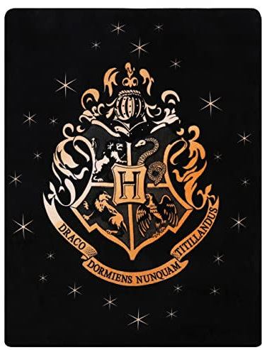sarcia.eu Schwarze Decke/Vliesdecke 120x150 cm HOGWART Harry Potter, Öko-Tex
