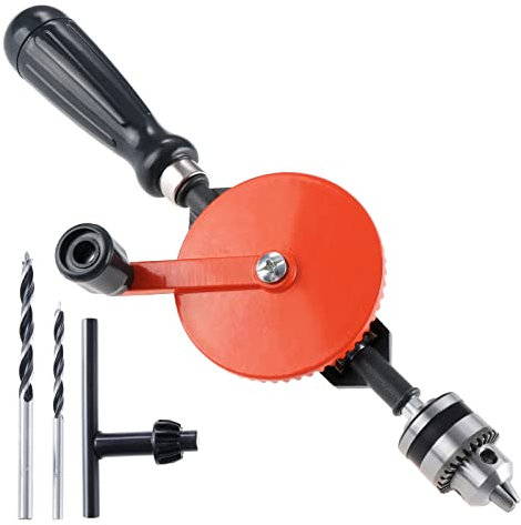 WiMas Trapano manuale a manovella trapano 1/4(0,6 mm-6 mm) doppio pignone trapano a mano mandrini di precisione trapano a mano per plastica acrilico legno Circu