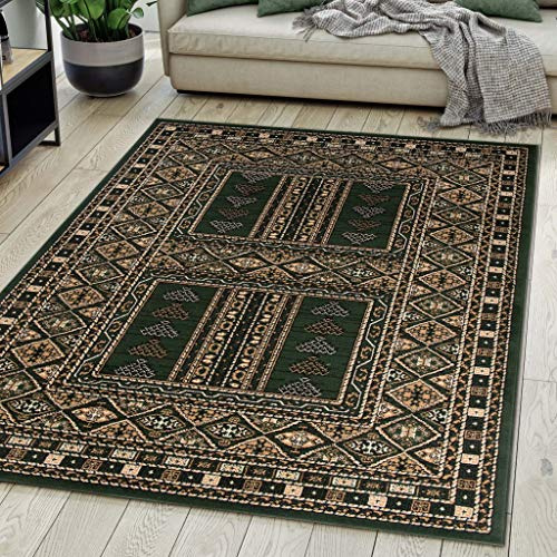 Mazovia Orientalisch Vintage Teppich - Kurzflor - Weich Traditioneller Teppich für Wohnzimmer, Schlafzimmer, Esszimmer - ÖKO-TEX Wohnzimmerteppich - Teppiche - Grün 200 x 300 cm