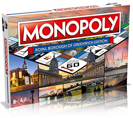Winning Moves Royal Borough of Greenwich Monopoly Board Game, Tour National Maritime Museum and Cutty Sark, 2–6 players makes a great gift for players aged 8 plus