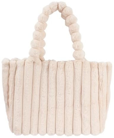 Meliyya Damen Kuschelige Handtasche Winter Tote Bag Warme Flauschige Schultertasche Große Damentasche Plüsch Shopper aus Kunstfell für Uni Arbeit Mädchen Schule