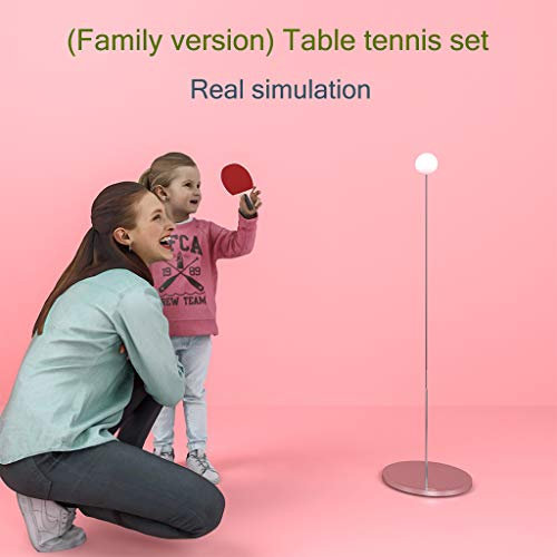 Table Tennis Trainer, Stainless Steel Base, Non-Slip mat, with 2 Rackets and Flexible Shaft, Ping Pong Ball Training, Silver