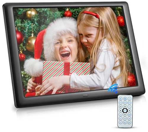 GJCrafts Digitaler Bilderrahmen 10 Zoll Elektronischer BilderrahmenFoto 1920 * 1080IPS/Musik/Video-Player/Kalender/Alarm USB oder SD-Karte mit Fernbedienung