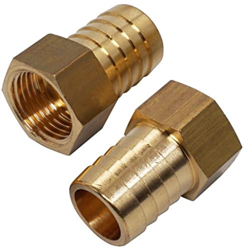 SKIR'CO Lot de 2 raccords en laiton à filetage femelle barbelé 1,27 cm x 20 mm, adaptateur barbelé pour tuyau, connecteur de queue de tuyau, filetage BSP