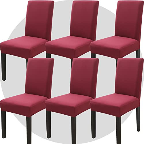 ZHILING Stuhlhussen Bezüge Set von 6 Super Fit Stretch abnehmbare waschbare Esszimmerstuhl Protector Cover Sitzbezug für Hotel, Esszimmer, Zeremonie, Bankett Hochzeitsfeier(Weinrot)