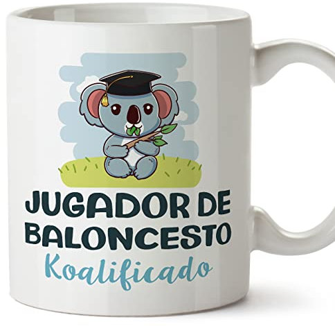 MUGFFINS Tazas para JUGADOR DE BALONCESTO hombre - En Español - Koalificado/koalificada - 11 oz / 330 ml - Regalo original y divertido
