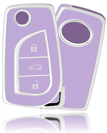 OFFCURVE Cover Chiave Auto Guscio Chiave, Custodia Chiavi Copri Chiave Telecomando Adatto per Toyota RAV4 Scion TC IM Corolla Prius Yaris Aygo Auris Camry Avensis Cruiser Celica Peugeot 108 Citroen C1