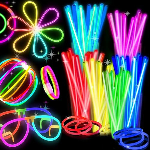 Glow Sticks Bulk - 100 Count Long Lasting 8 Premium Glow Bracelets - Assorted Colors (Tube of 100) (100 Pack)