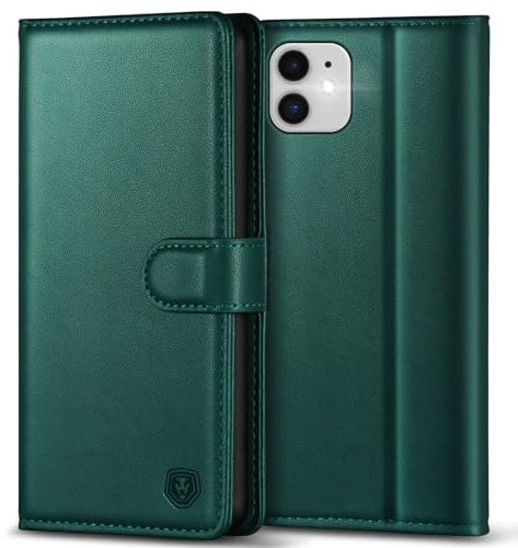 Kuafcase Compatible for iPhone 11 Case with 4 Card Slots Magnetic Closure Kickstand Shockproof Protective Phone Case Compatible for iPhone 11 - Green