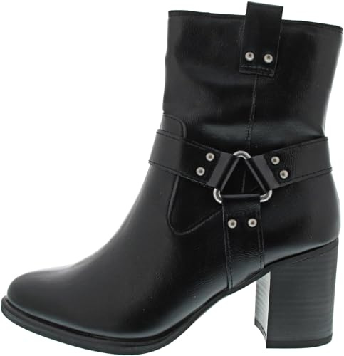 MARCO TOZZI Damen Stiefeletten mit Absatz mit Blockabsatz mit Reißverschluss, Schwarz (Black), 41 EU