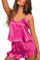 Ekouaer Pigiama Donna Estivo Set Pigiami Sexy Seta Raso 2 Pezzi Pigiama da Casa Leggero Pigiama,Rosa,XL