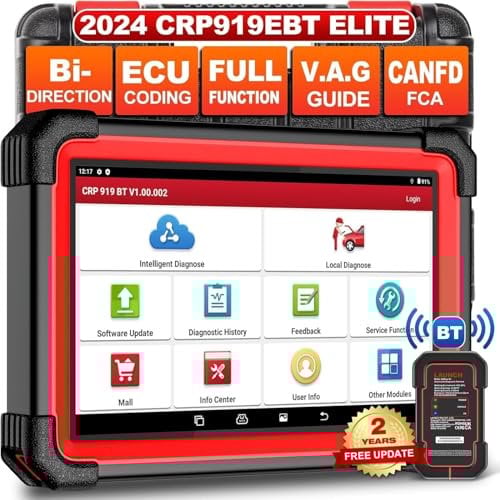 LAUNCH X431 CRP919E BT obd2 diagnosegerät für alle Fahrzeuge,LAUNCH diagnosegerät Auto mit OE-Level Alle System Diagnose,37+ Reset,kfz Tester für Active Test,CANFD, ECU-Kodierung,V.A.G-geführte,FCA