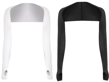 VIDSTW 2 Pezzi Raffreddamento Scialle Braccio, Manicotti Braccio Raffreddamento Maniche di Protezione Solare con Fori per le Dita Anti UV UPF 50+, per Uomo Donna Pesca Golf all'aperto (Nero, Bianco)