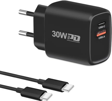 30W USB C Chargeur avec 2M Câble Type C, Gcstnn 2 Port Rapide Chargeur Secteur Adaptateur pour Google Pixel 9Pro XL/9Pro/9/8a/8Pro/8/7/6/9 Pro Fold/Watch, iPhone 15 Pro Max, Samsung Galaxy S24 Ultra
