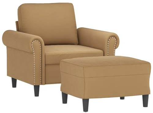 vidaXL Sessel mit Hocker Braun 60 cm Samt