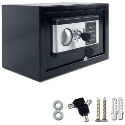 Froadp Möbeltresor 34 L Tresor Elektronisch Hotelsafes, 38x30x30cm, Schwarz | Mini Wandtresor mit Schlüssel, Zahlenschloss, herausnehmbare Böden, Teppichauskleidung, LED-Licht, für Zuhause Wertsachen