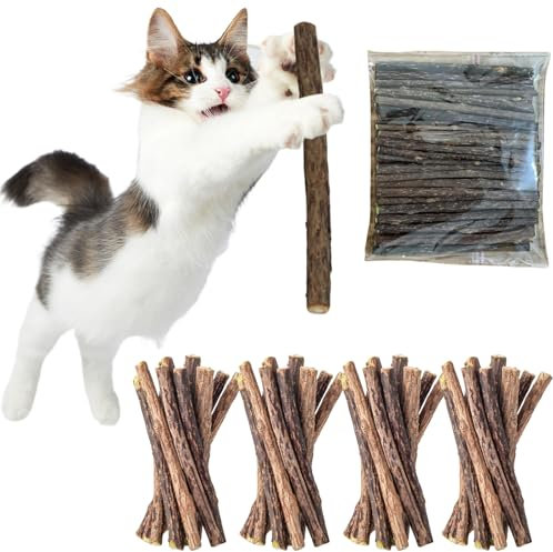 ZDL Bastoncini di Erba Gatta, 40pcs Matatabi Silvervine per Gatti, Bastoncini da Masticare, Erba Gatta Secca Pronta, Pulizia Denti