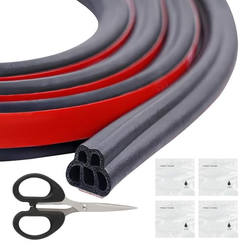 Auto Türdichtung, 16M Gummidichtung Selbstklebend, 5 Löcher Doppelschicht Türdichtung Selbstklebend, Fensterdichtung Selbstklebend für Autotür Pkw-Motorhaube Kofferraumtür Wasserdicht Anti-Staub