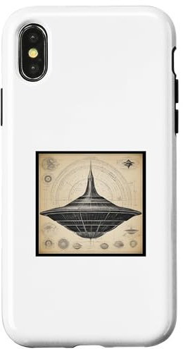 iPhone X/XS Vintage UFO UAP Alien Gimbal Gofast Design Blueprint Graphic Case
